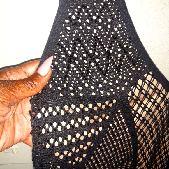 Black net patchwork lightly beaded dress - Picture 4 of 8